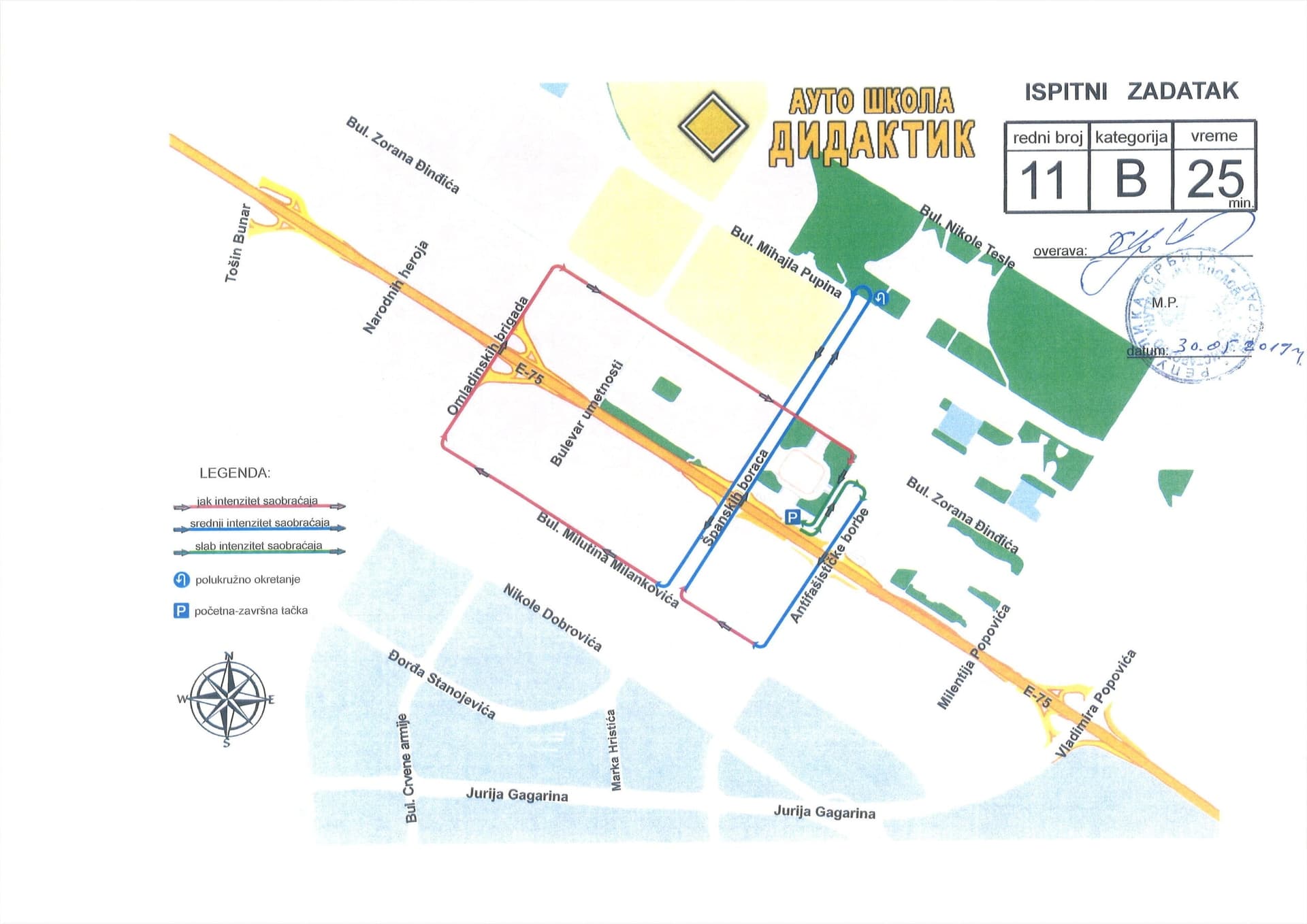 Ruta za polaganje vozačkog ispita B kategorije - mapa 5