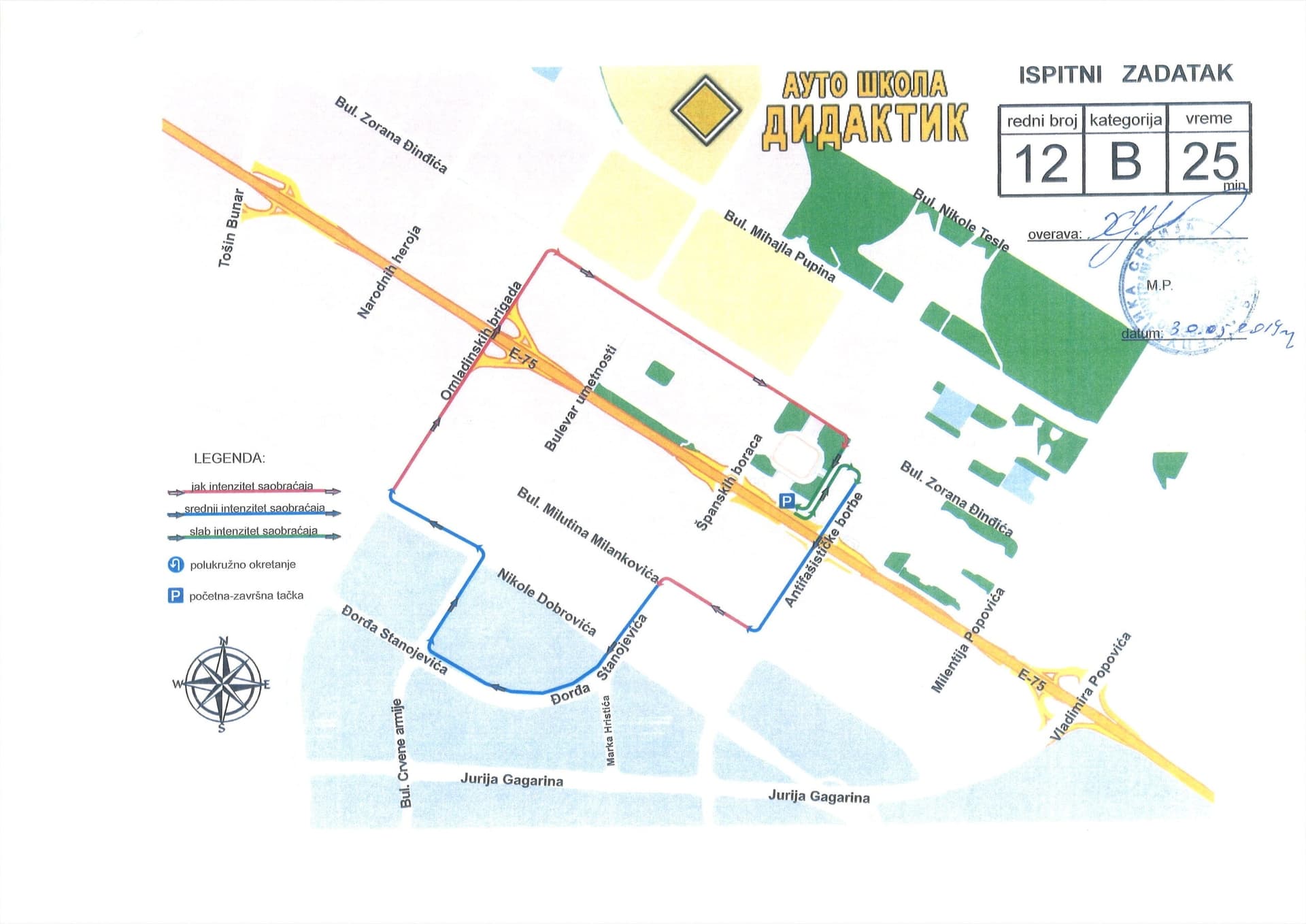 Ruta za polaganje vozačkog ispita B kategorije - mapa 6