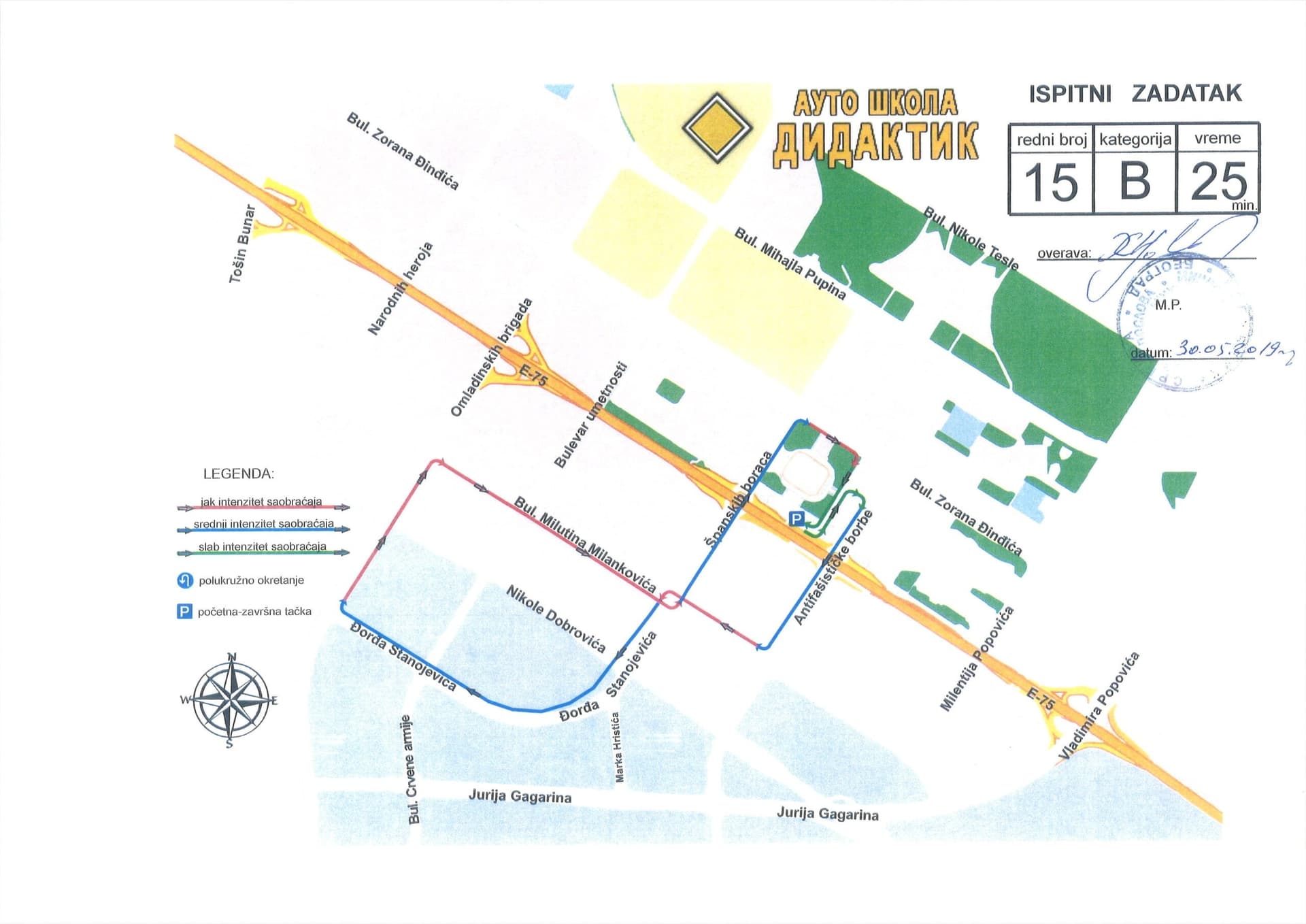 Ruta za polaganje vozačkog ispita B kategorije - mapa 9
